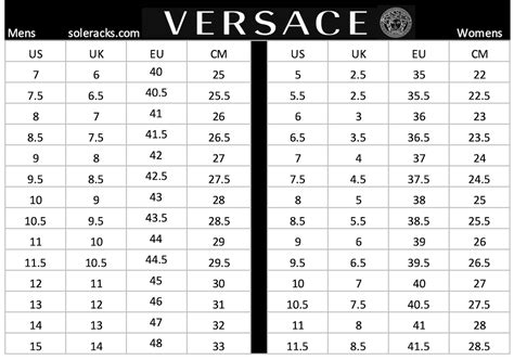 Versace size conversion chart